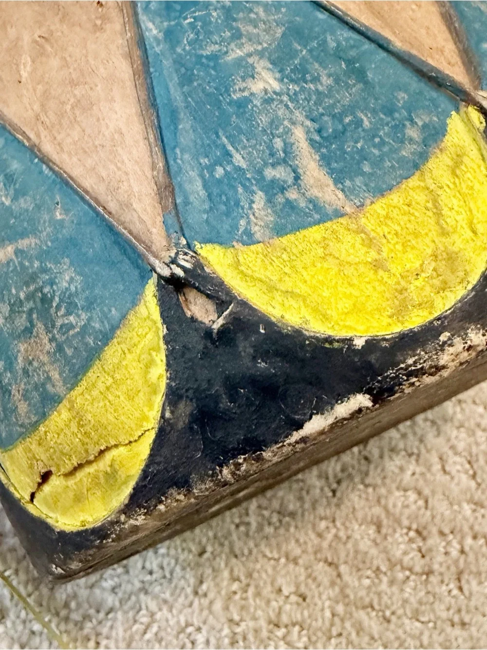 Vintage Cochiti Pueblo Native American Painted Rawhide Wood Hand Drum 7.5